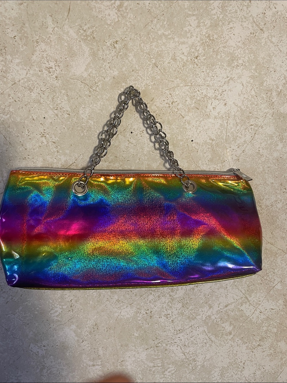 Iceware Vinyl Holographic Rainbow Chain-Handle Insulated Wine Carry Bag